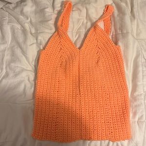 Handmade coral crochet top — small.